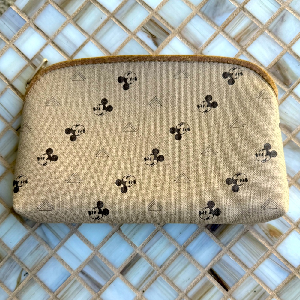 Mickey Mouse Cosmetic Bag - Tan & Brown Vinyl
